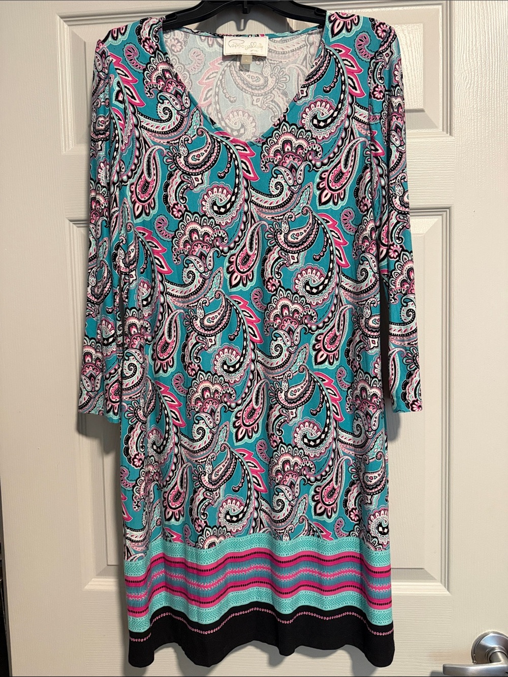 Pappagallo Turquoise Pink Paisley V-Neck Tunic